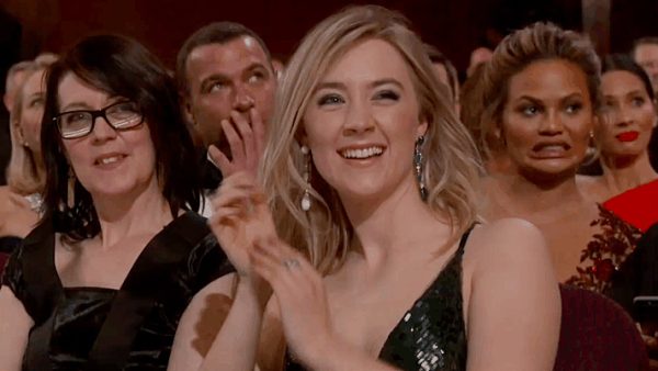 Chrissy Teigen reacting at Oscars 2016