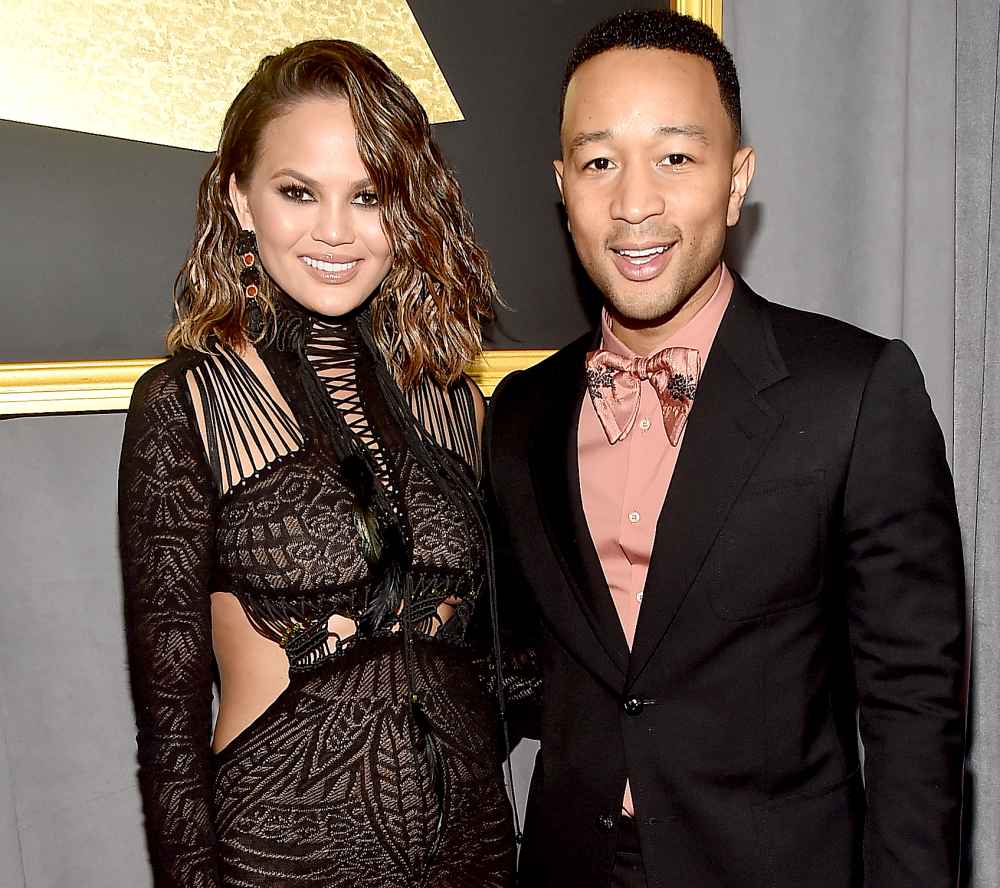 Chrissy Teigen and John Legend attends The 59th GRAMMY Awards at STAPLES Center on February 12, 2017 in Los Angeles, California.