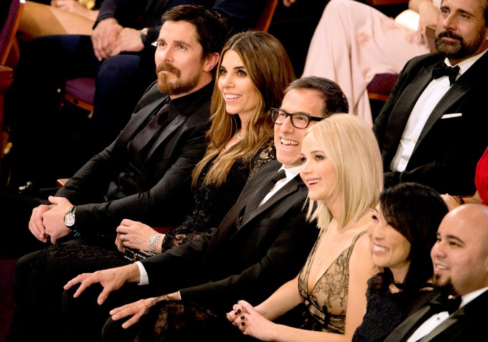Christian Bale, Sibi Blazic, David O. Russell, and Jennifer Lawrence.