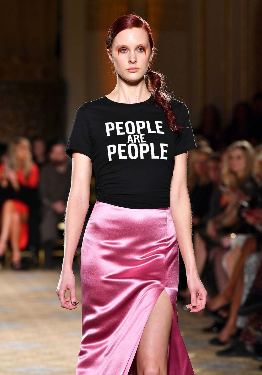A model walks the runway for the Christian Siriano collection during, New York Fashion Week: The Shows at The Plaza Hotel on February 11, 2017 in New York City.