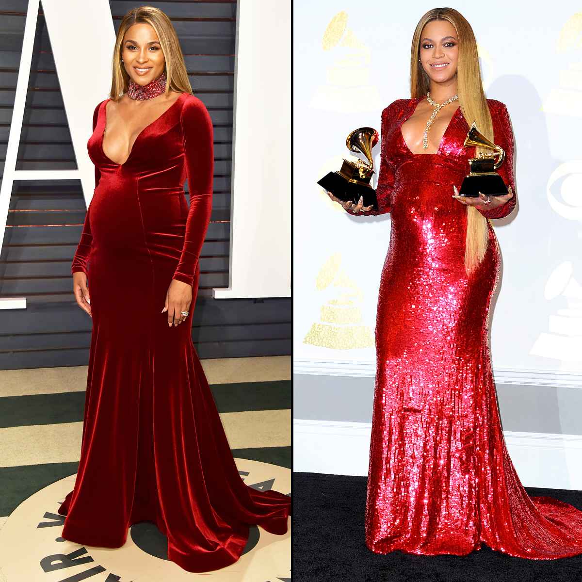 Pregnant Ciara Wears Look-Alike Red Beyonce Dress for Oscars 2017 | Us