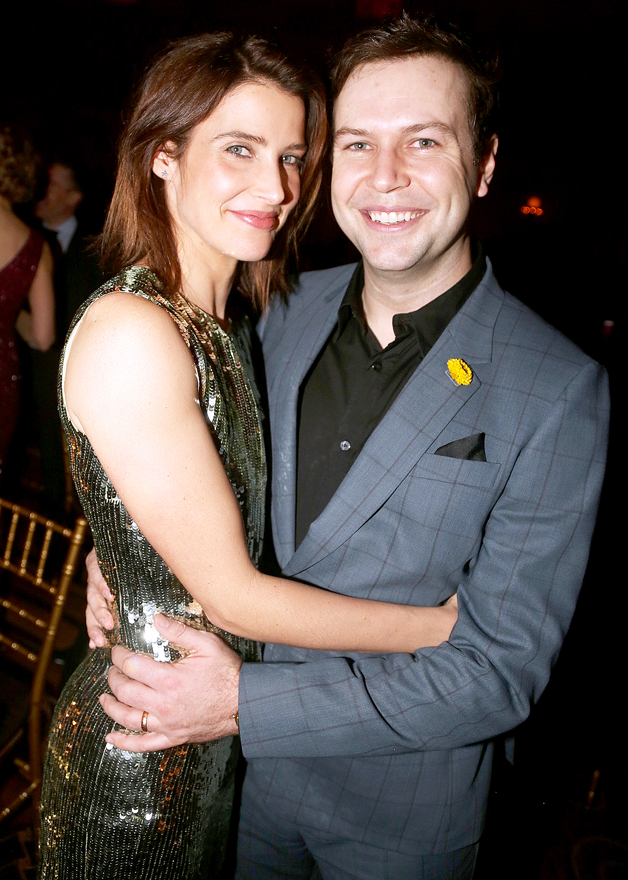 Cobie Smulders and Taran Killam pose at the opening night after party for "Present Laughter" at Gotham Hall on April 5, 2017 in New York City.