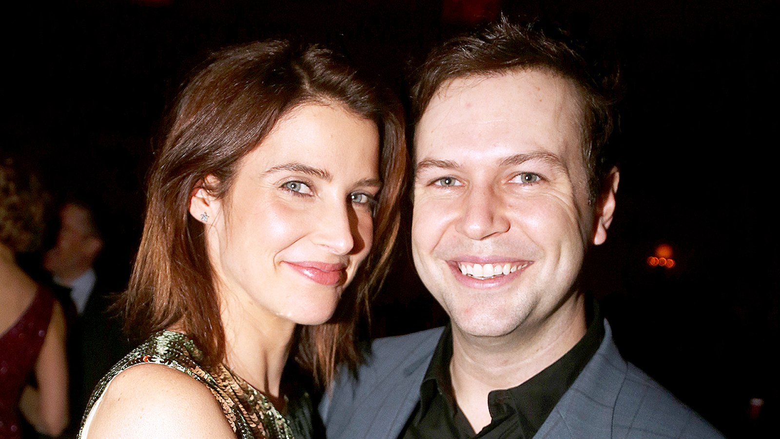 Cobie Smulders and Taran Killam pose at the opening night after party for "Present Laughter" at Gotham Hall on April 5, 2017 in New York City.