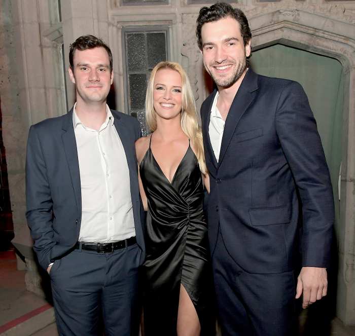 Cooper Hefner, Jade Albany and Matt Whelan attend Amazon Original Series "American Playboy: The Hugh Hefner Story" premiere event at The Playboy Mansion on April 4, 2017 in Los Angeles, California.