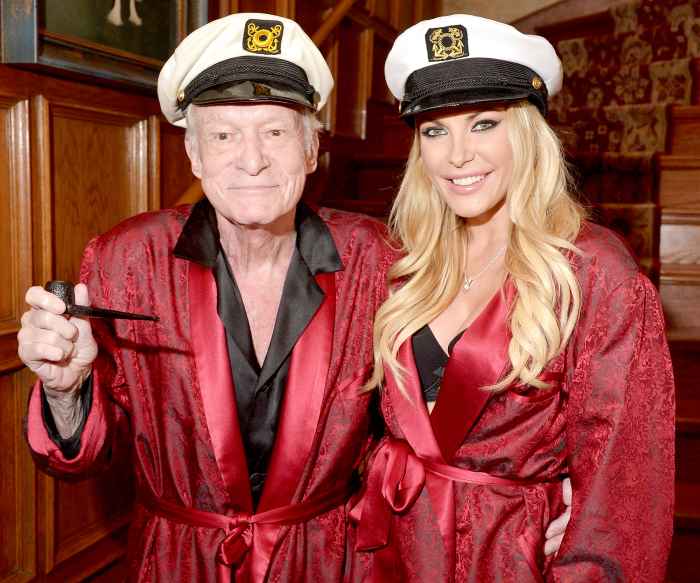 Hugh Hefner and Crystal Hefner attend Playboy Mansion's Annual Halloween Bash at The Playboy Mansion on October 25, 2014 in Los Angeles, California.