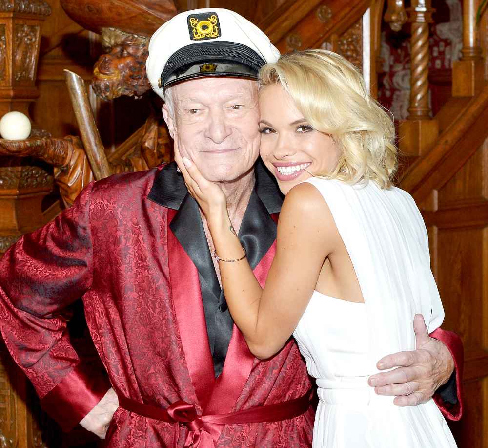 Hugh M. Hefner poses with 2015 Playmate of the Year Dani Mathers during Playboy's 2015 Playmate of the Year Ceremony at the Playboy Mansion on May 14, 2015 in Los Angeles, California.