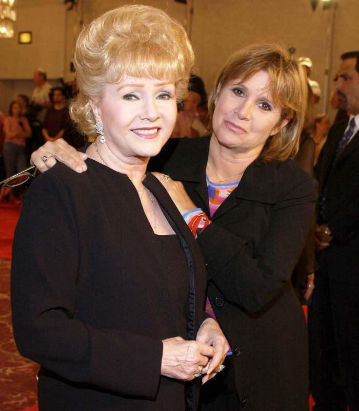 Debbie Reynolds and Carrie Fisher during St. Jude Runway For Life - Red Carpet at Beverly Hilton Hotel in Beverly Hills, California, United States.