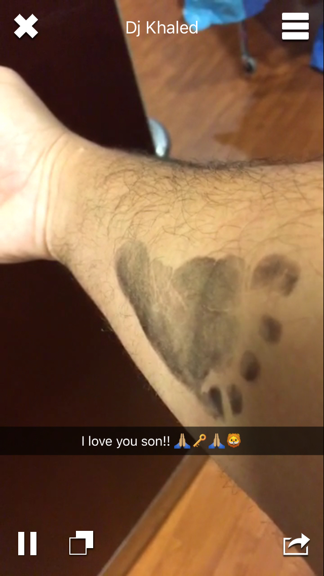 DJ Khaled got an ink print of his son's tiny foot on his arm