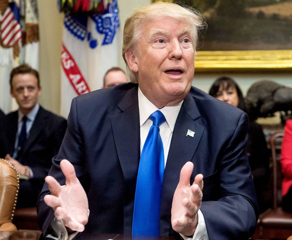 US President Donald Trump speaks during a meeting with leaders of conservative groups to discuss the nomination of Neil Gorsuch to the US Supreme Court in the Roosevelt Room at the White House in Washington, DC, on February 1, 2017.