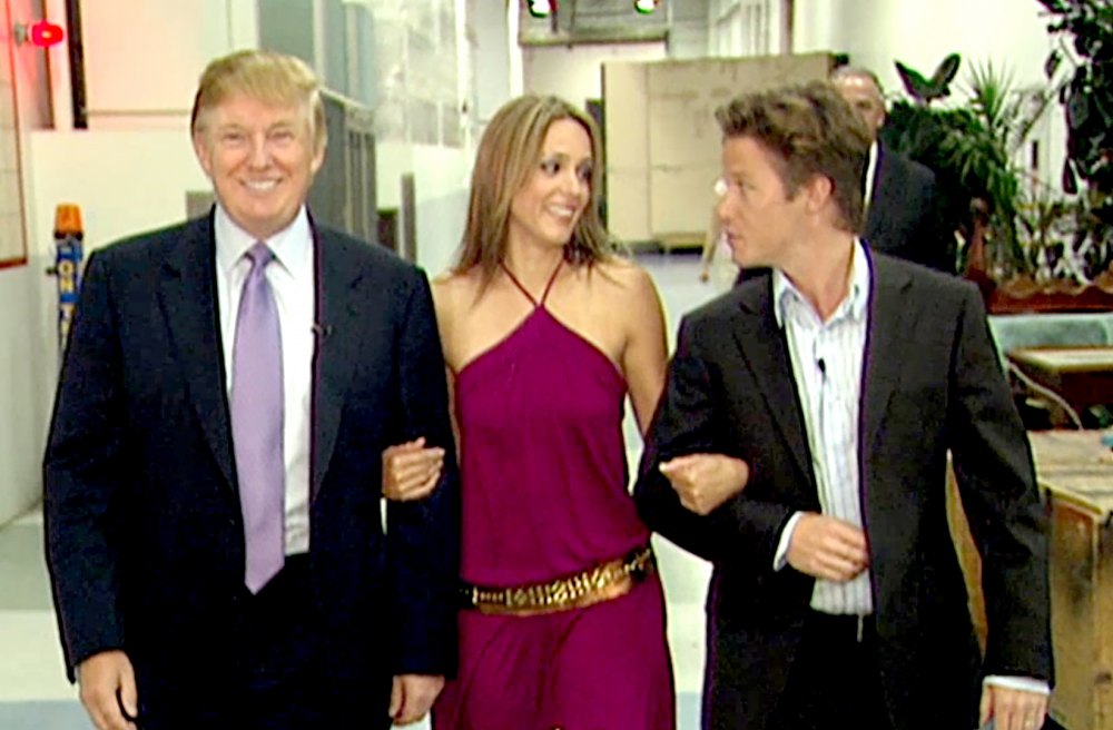 VIDEO FRAME GRAB: In this 2005 frame from video, Donald Trump prepares for an appearance on 'Days of Our Lives' with actress Arianne Zucker (center). He is accompanied to the set by Access Hollywood host Billy Bush.