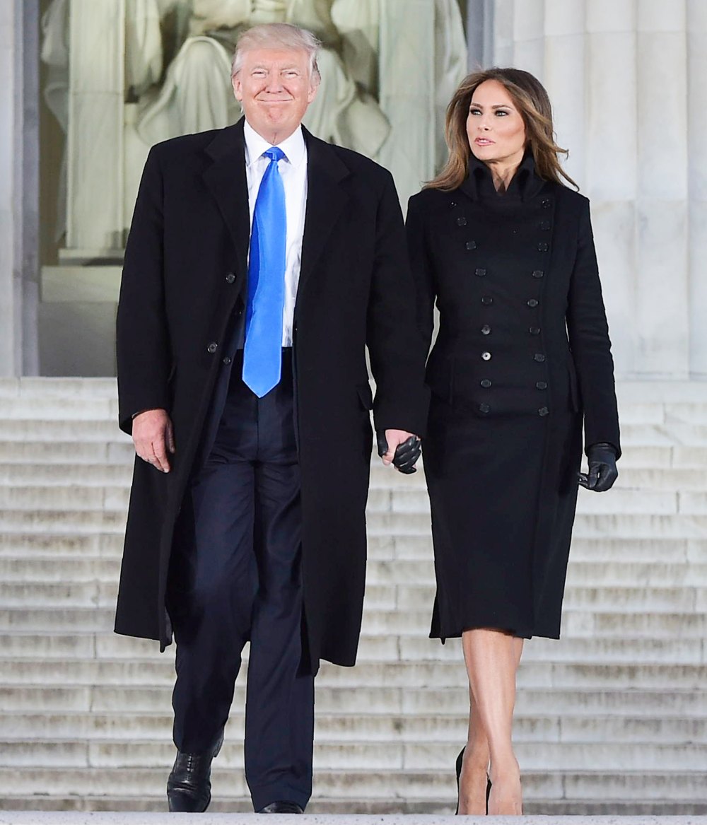 US President-elect Donald Trump and his wife Melania arrive to attend an inauguration concert at the Lincoln Memorial in Washington, DC, on January 19, 2017.