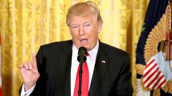 Donald Trump speaks during a news conference announcing Alexander Acosta as the new Labor Secretary nominee in the East Room at the White House on February 16, 2017 in Washington, DC.