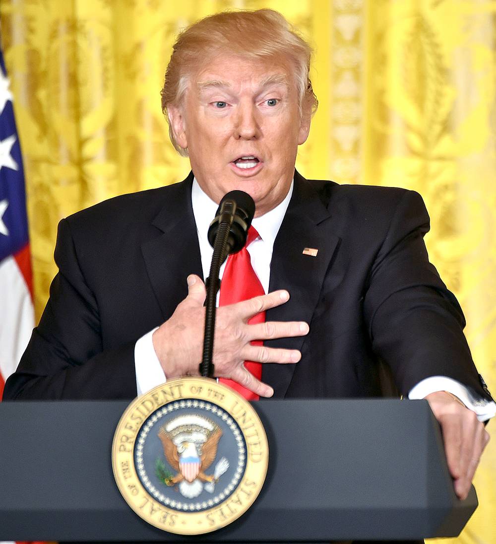 US President Donald Trump speaks during a press conference on February 16, 2017, at the White House in Washington, DC. Trump announced Alexander Acosta as his new nominee to head the US Department of Labor, after his first choice, Andrew Puzder, withdrew from consideration on February 15.