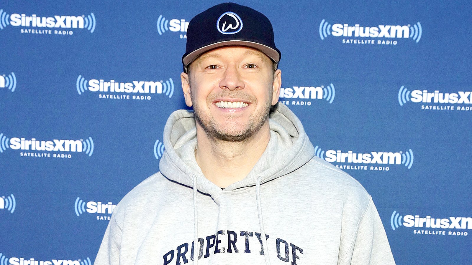Donnie Wahlberg visits the SiriusXM set at Super Bowl LI Radio Row at the George R. Brown Convention Center on February 3, 2017 in Houston, Texas.
