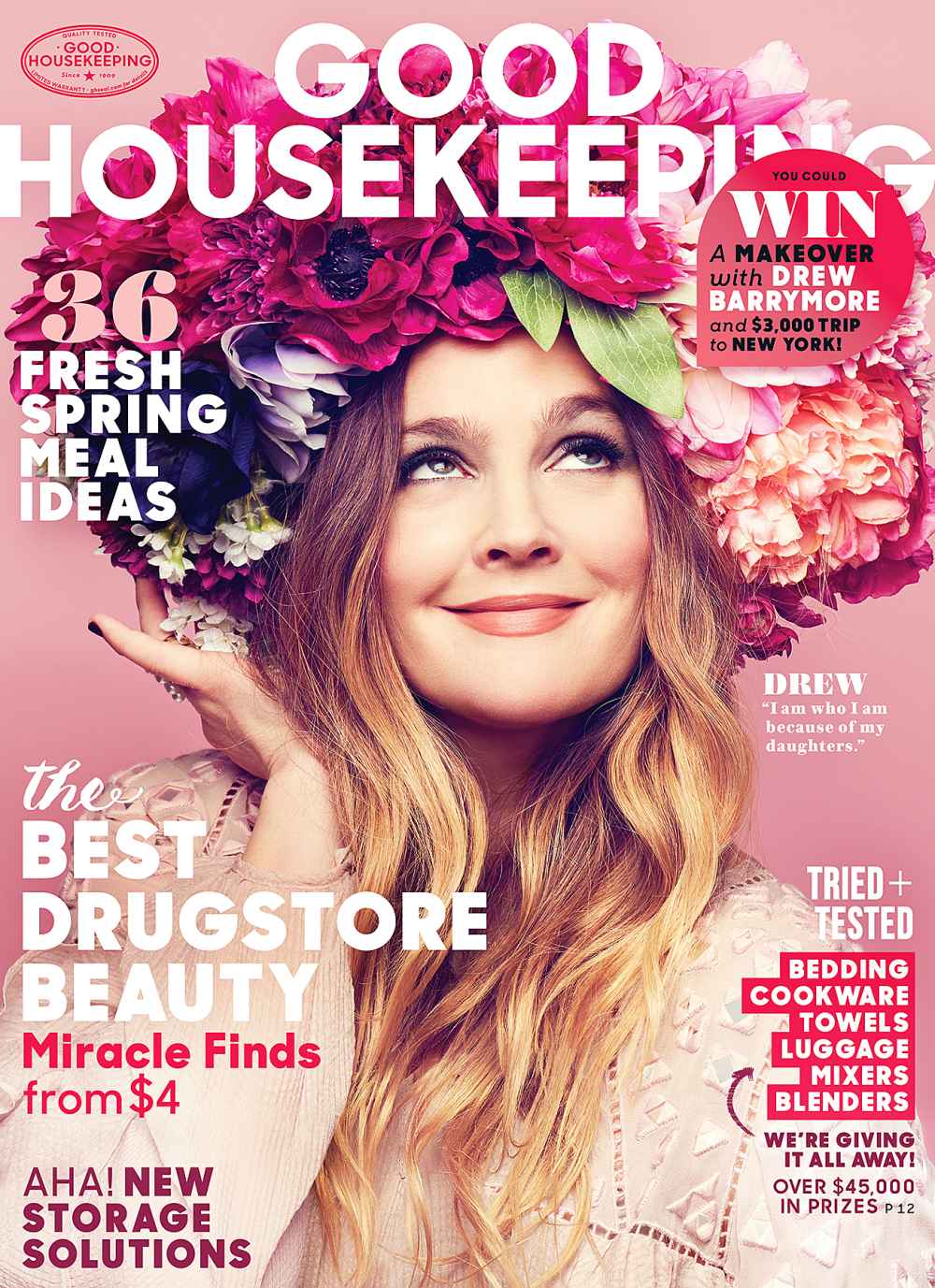 Drew Barrymore on the cover of Good Housekeeping