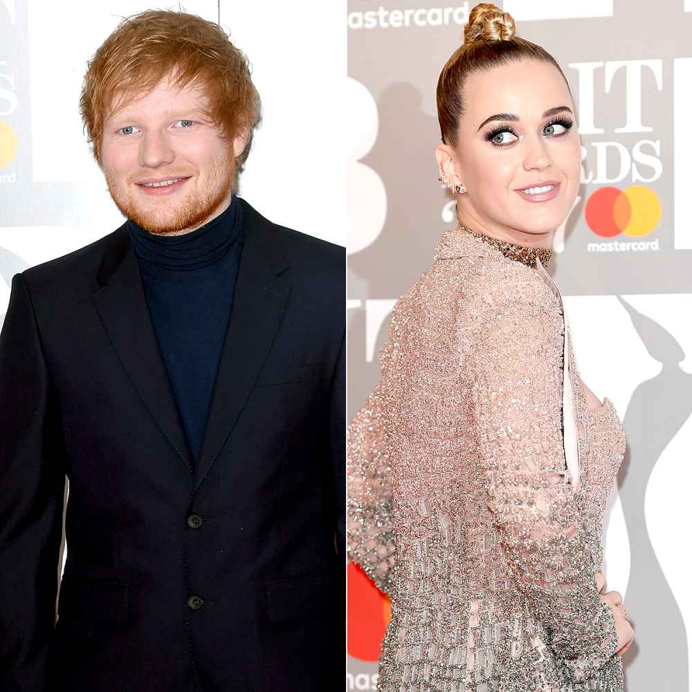 Ed Sheeran and Katy Perry at the Brits Awards 2017.