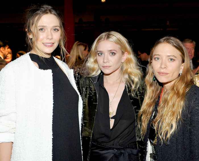 Elizabeth Olsen, Ashley Olsen and Mary Kate Olsen attend the 2016 LACMA Art + Film Gala Honoring Robert Irwin and Kathryn Bigelow Presented By Gucci at LACMA on October 29, 2016 in Los Angeles, California.