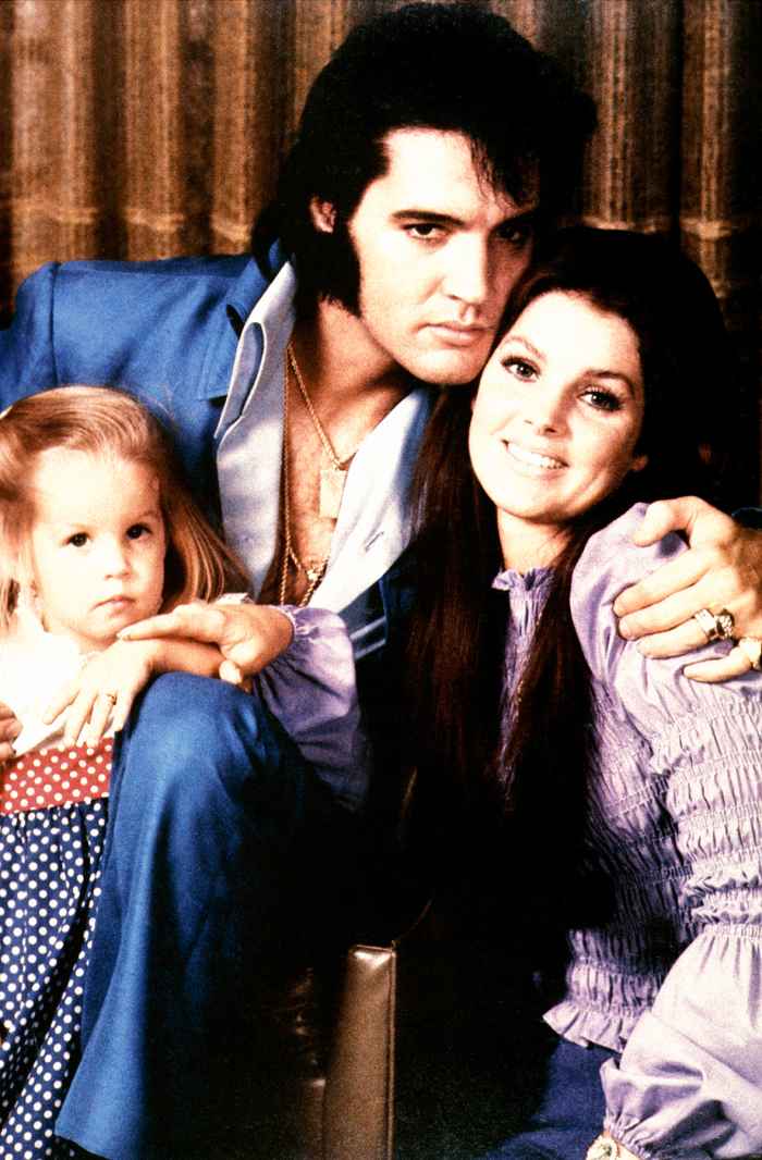 Lisa Marie Presley, Priscilla Presley and Elvis Presley c. 1970