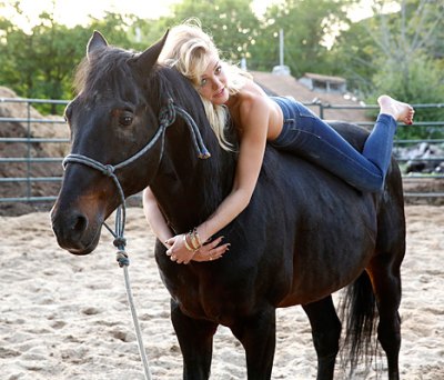 Erin Heatherton Poses Topless on a Horse, With Eric Decker for Buffalo ...