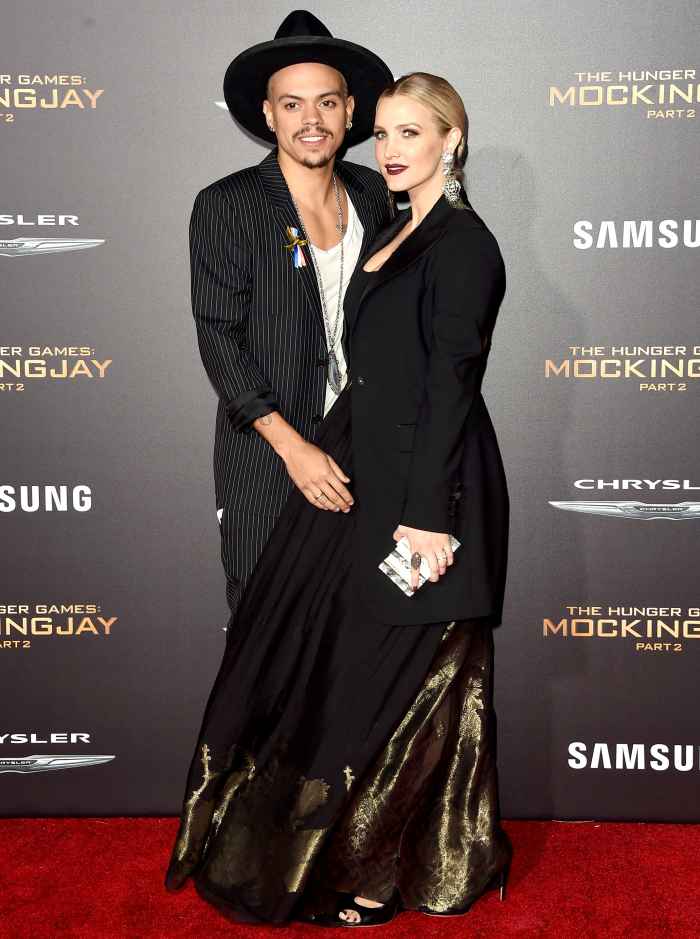 Evan Ross and Ashlee Simpson attend the premiere of Lionsgate's