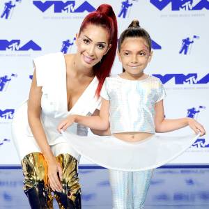 Farrah Abraham and daughter arrive at the 2017 MTV Video Music Awards at The Forum on August 27, 2017 in Inglewood, California.
