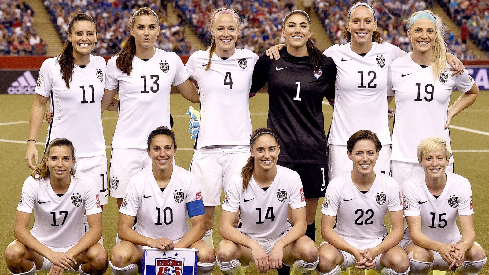 Members of the US Women's National Soccer Team pose during the 2015 FIFA Women's World Cup