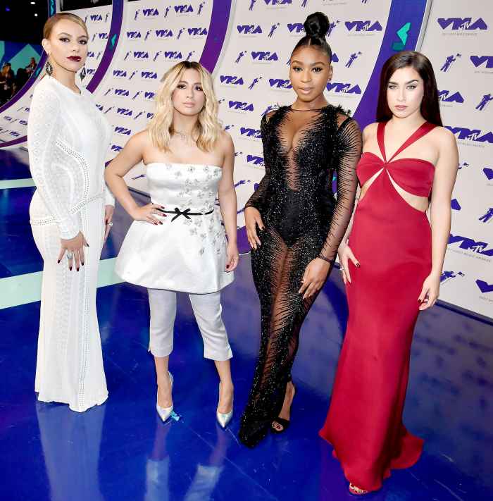 Dinah Jane, Ally Brooke, Normani Kordei and Lauren Jauregui of Fifth Harmony attend the 2017 MTV Video Music Awards at The Forum in Inglewood, California, on August 27, 2017.
