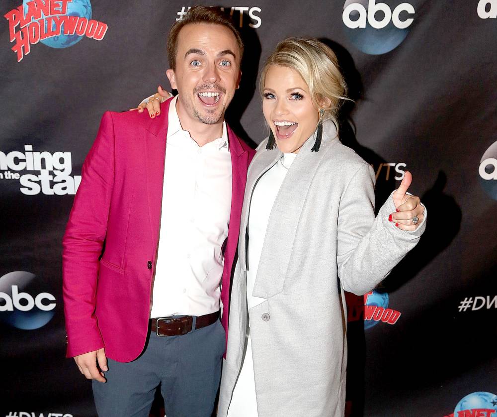 Frankie Muniz and Witney Carson pose at ABC's 'Dancing With the Stars' season 25 cast announcement event at Planet Hollywood Times Square in New York City on September 6, 2017.