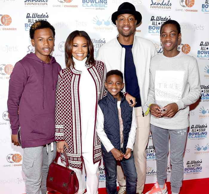 Dahveon Morris, Gabrielle Union, Zion Wade, Dwyane Wade, and Zaire Wade attend the DWade All Star Bowling Classic Benefitting The Sandals Foundation And Wade's World Foundation at The Ballroom on February 13, 2016.