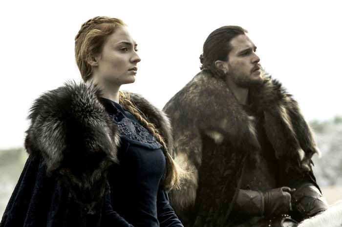 Sophie Turner and Kit Harington on Game of Thrones.