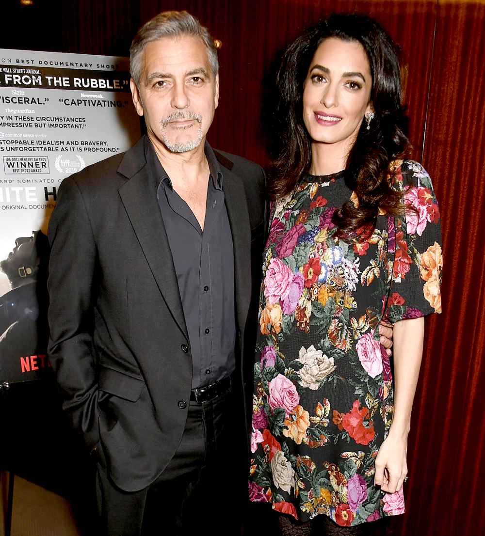 George and Amal Clooney attend the Netflix special screening and reception of 'The White Helmets' hosted by the Clooney Foundation for Justice at the Bulgari Hotel on Jan. 9, 2017, in London.