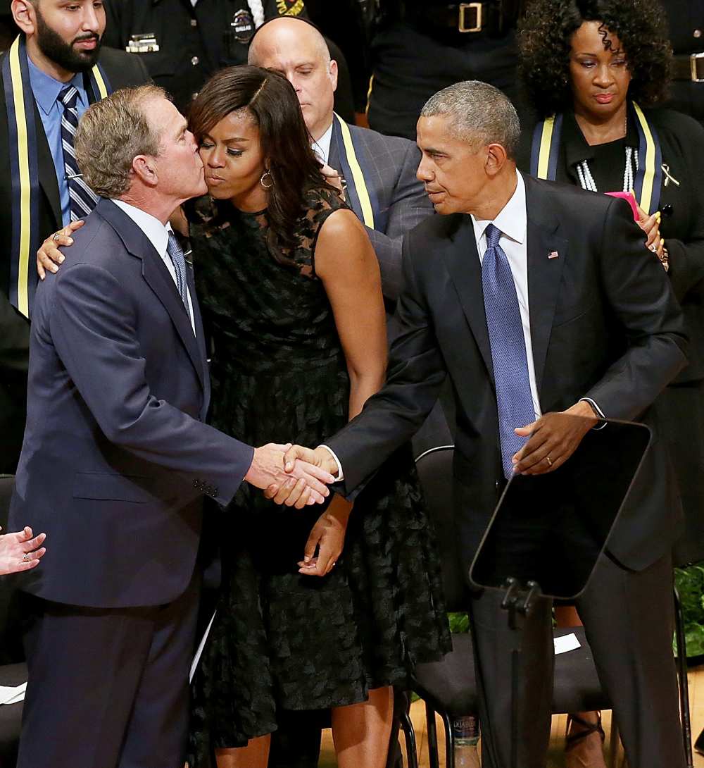 George Bush Michelle Obama Barack Obama Dallas shooting memorial