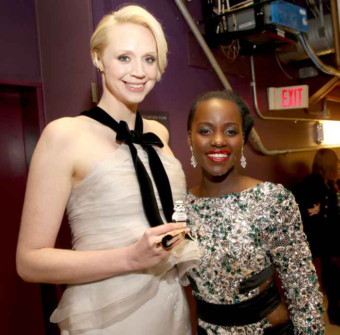 Gwendoline Christie and Lupita Nyong'o attend the world premiere of