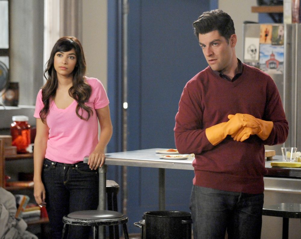 Hannah Simone and Max Greenfield on New Girl.