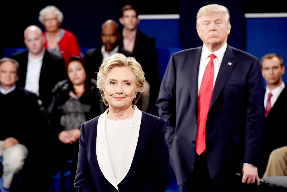 Hillary Clinton and Donald Trump at a debate at Washington University in St. Louis on October 9, 2016.