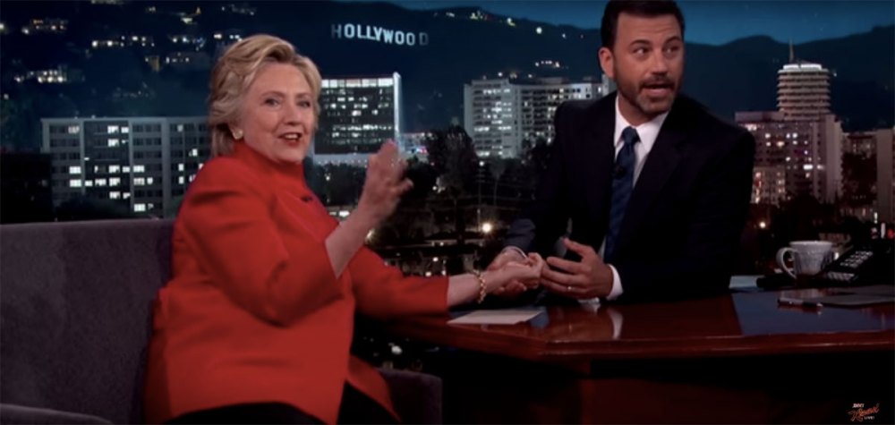 Jimmy Kimmel takes Hillary Clinton's pulse during her appearance on his show on Monday August 22