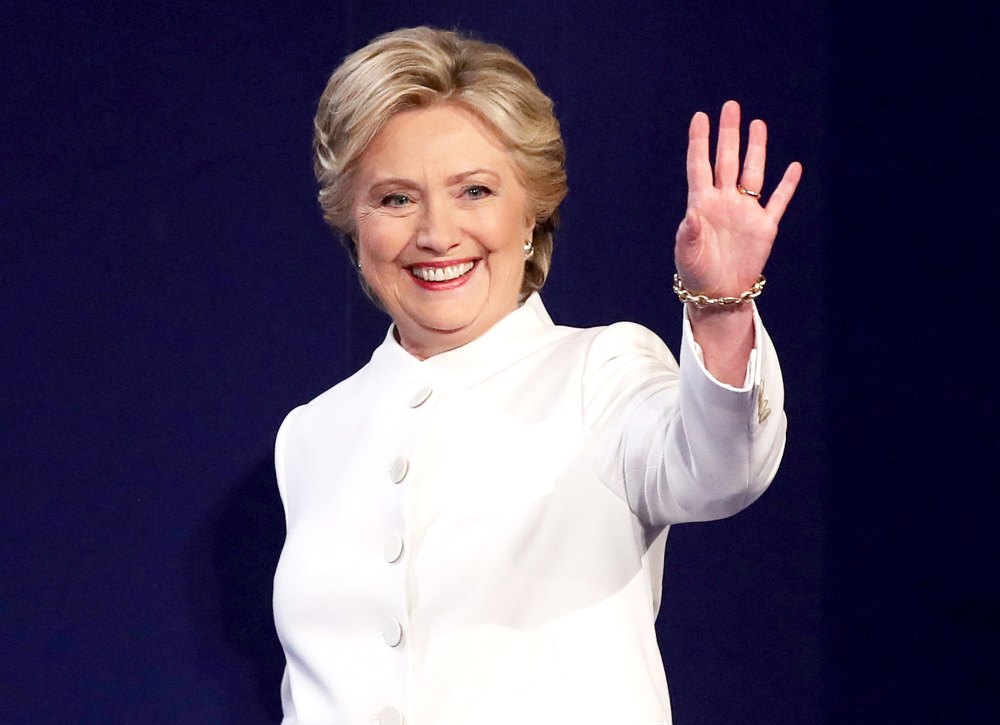 Democratic presidential nominee former Secretary of State Hillary Clinton waves to the crowd as she walks on the stage during the third U.S. presidential debate at the Thomas & Mack Center on October 19, 2016 in Las Vegas, Nevada.