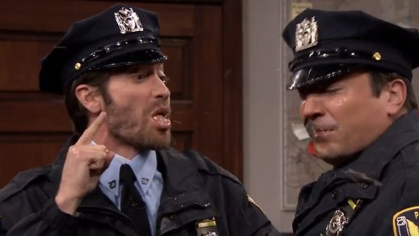 Jake Gyllenhaal and Jimmy Fallon spit at each other