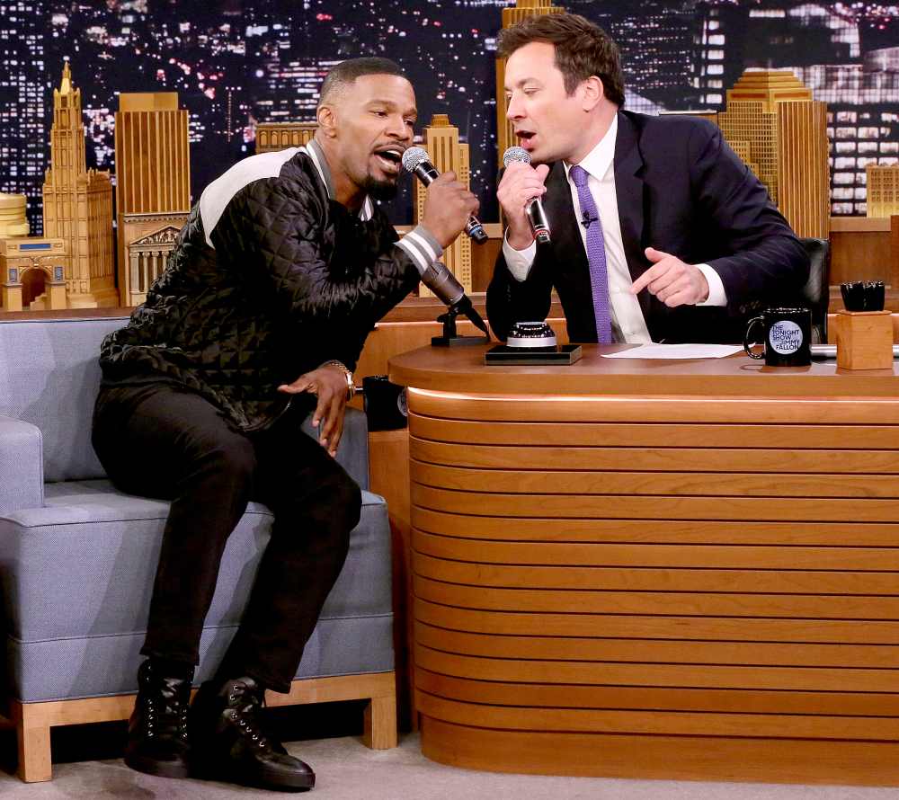 Jamie Foxx with host Jimmy Fallon during "Musical Genre Challenge" on May 25, 2017.