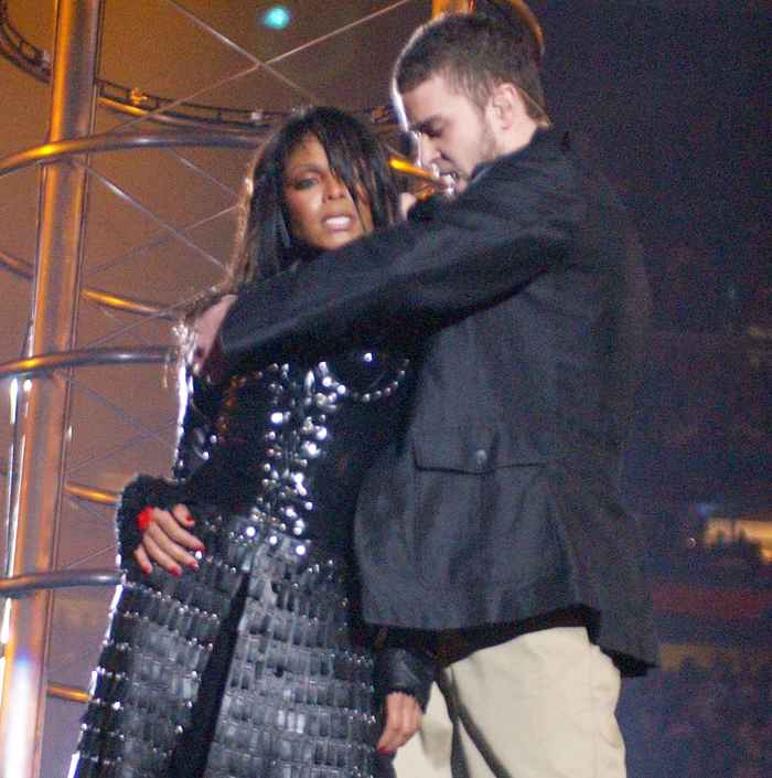 Janet Jackson and Justin Timberlake during Super Bowl XXXVIII Halftime Show at Reliant Stadium in Houston, Texas, United States.