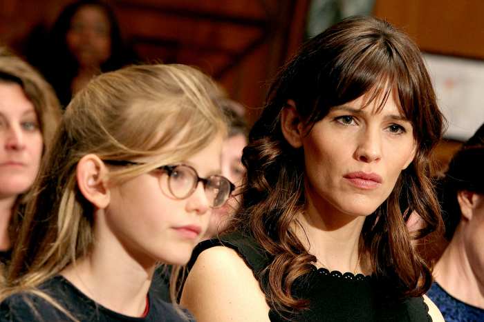 Jennifer Garner and her daughter Violet Affleck listen to Ben Affleck testify before a Senate Appropriations State, Foreign Operations, and Related Programs Subcommittee hearing on "Diplomacy, Development, and National Security" on Capitol Hill in Washington March 26, 2015.