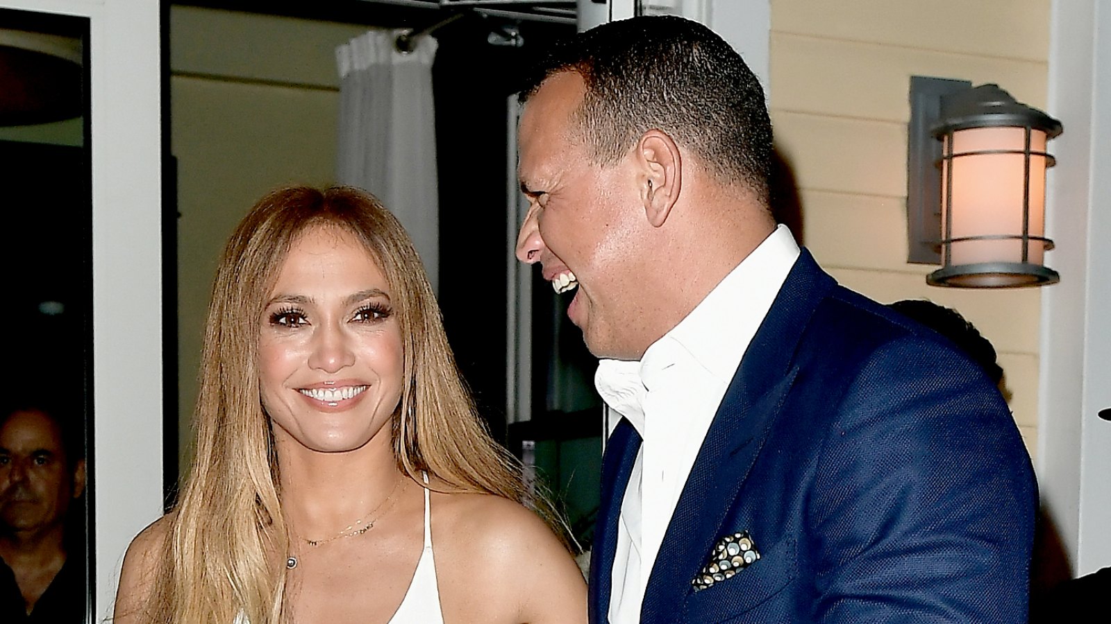 Jennifer Lopez and Alex Rodriguez attend Prime 112 Restaurant on July 23, 2017 in Miami, Florida.