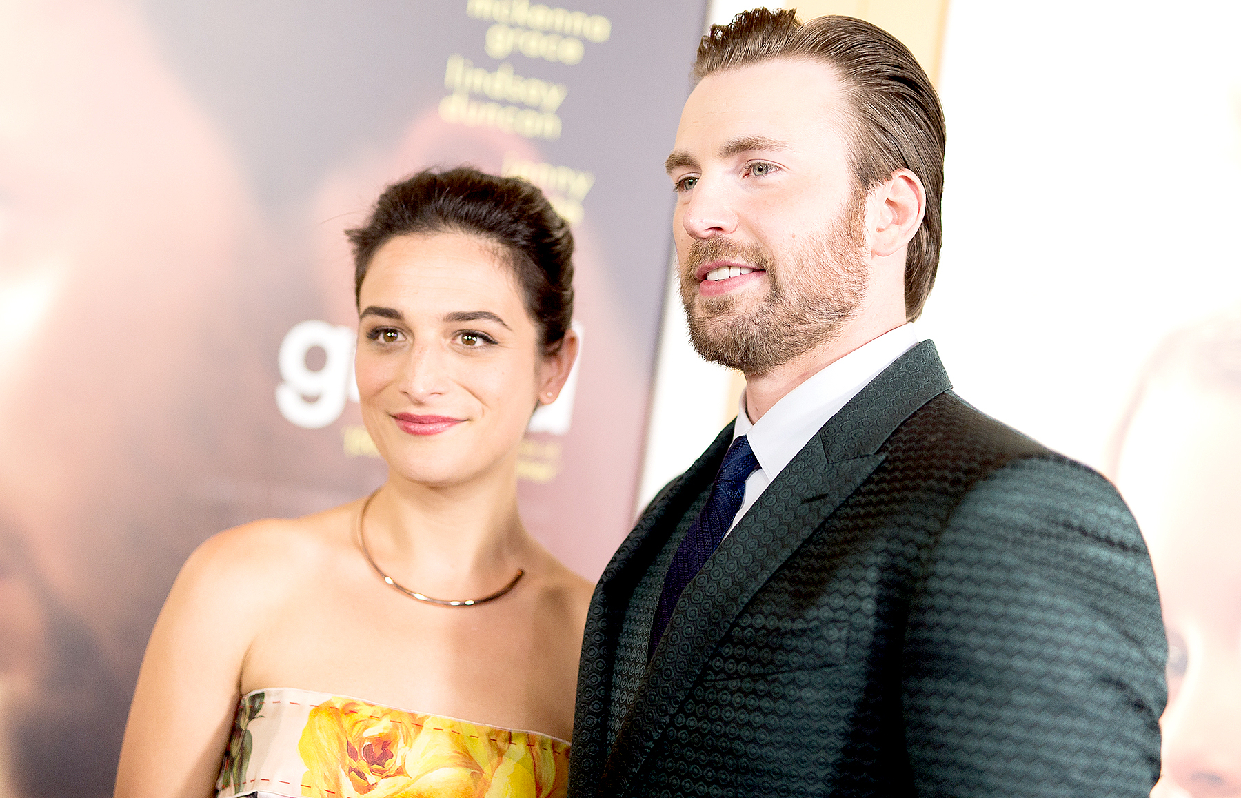 Jenny Slate and Chris Evans arrive at the premiere of Fox Searchlight Pictures' 'Gifted' at Pacific Theaters at the Grove in Los Angeles on April 4, 2017.