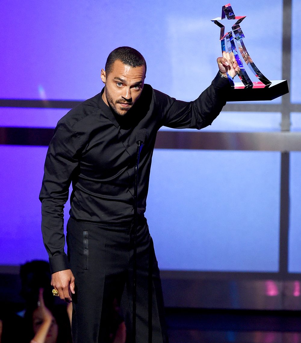 Jesse Williams accepts the Humanitarian Award onstage during the 2016 BET Awards.
