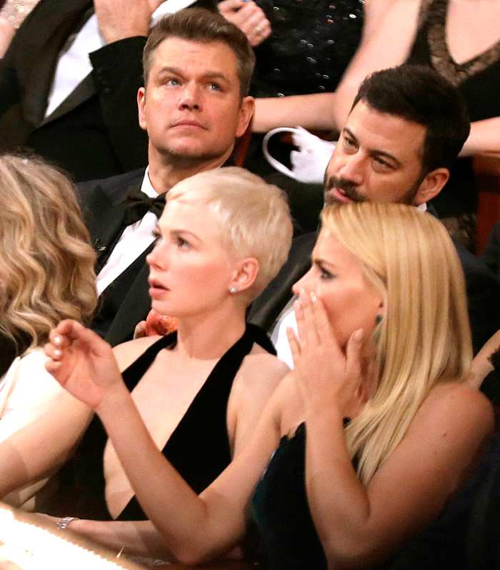 Audience reacts to "Moonlight" being announced as best picture winner at the Oscars on Sunday, Feb. 26, 2017, at the Dolby Theatre in Los Angeles.