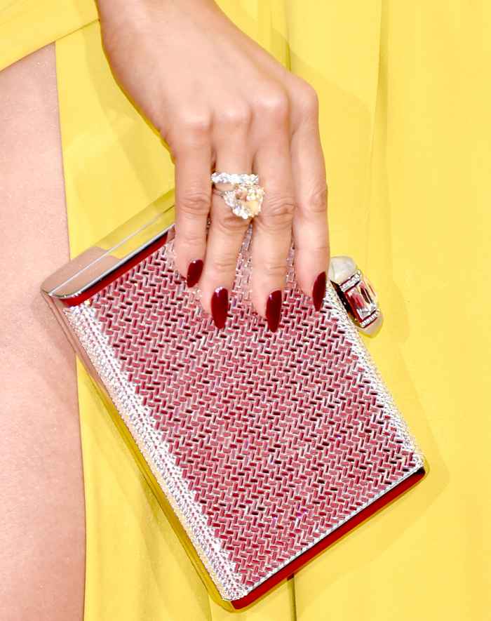 Jennifer Lopez, clutch and ring detail, attends the 73rd Annual Golden Globe Awards,