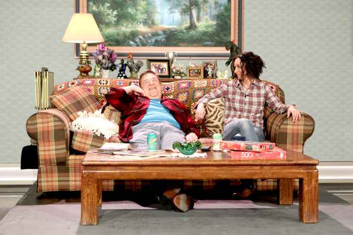 Former “Roseanne” co-stars John Goodman and Sara Gilbert spoof their hit comedy series on “The Talk,” Friday, March 10, 2017.