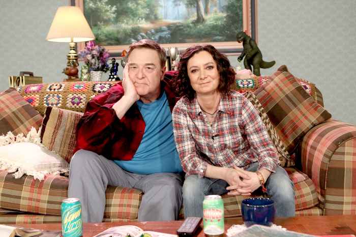 Former “Roseanne” co-stars John Goodman and Sara Gilbert spoof their hit comedy series on “The Talk,” Friday, March 10, 2017.