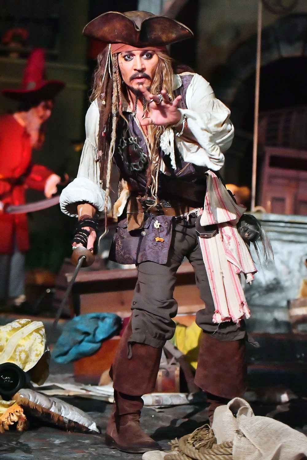 Johnny Depp Appears as Captain Jack Sparrow on 'Pirates of the Caribbean'  Ride