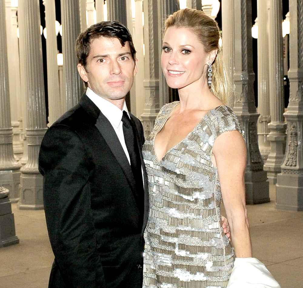 Julie Bowen and Scott Phillips attend the LACMA Art + Film Gala Honoring Clint Eastwood and John Baldessari, presented by Gucci, at the Los Angeles County Museum of Art on Nov. 5, 2011, in Los Angeles.